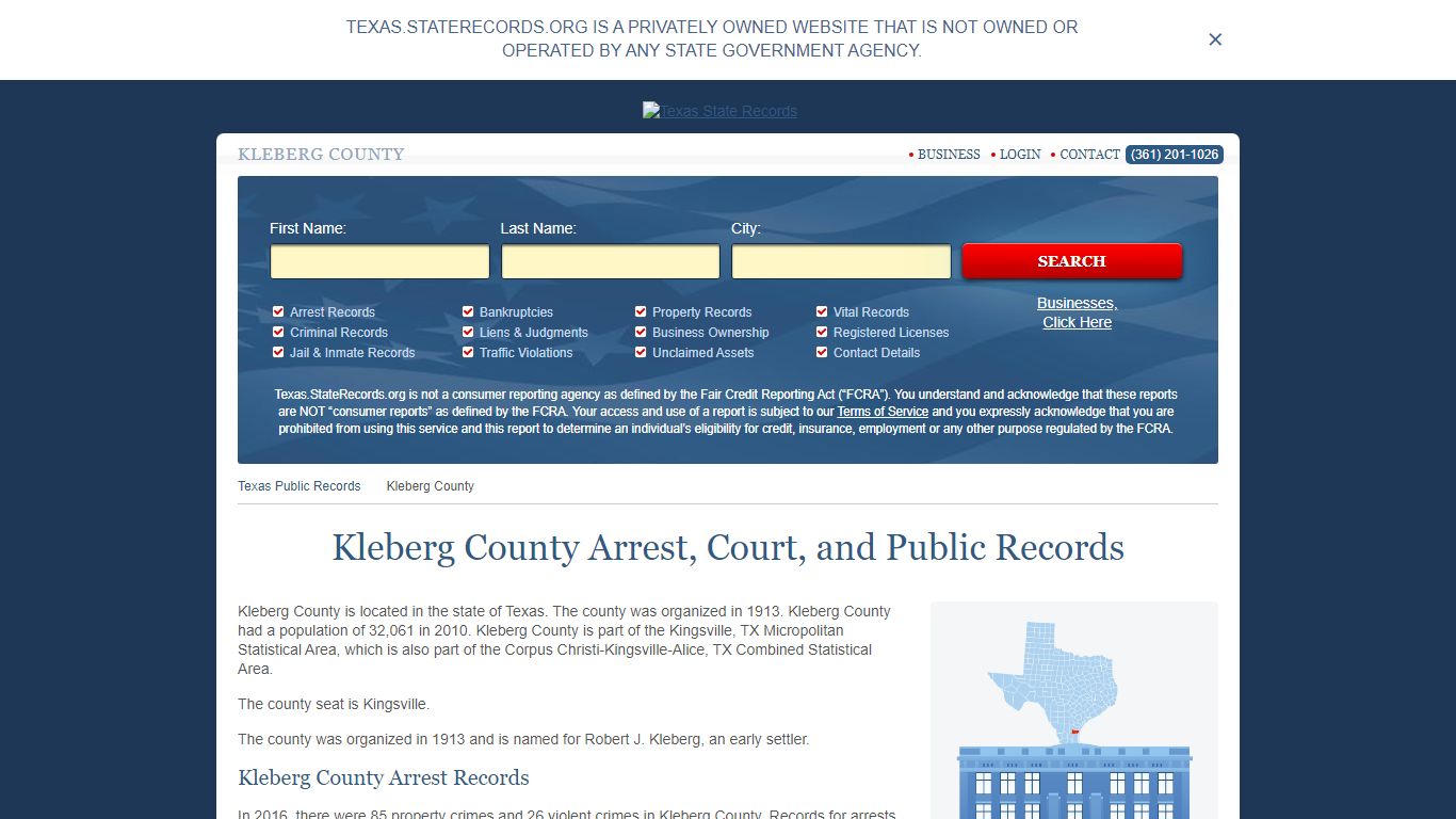 Kleberg County Arrest, Court, and Public Records